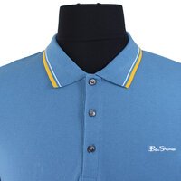 Ben Sherman Cotton Signature Logo Collar Trim Blue Shadow