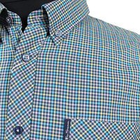 Ben Sherman Gingham Mini Check Short Sleeve Shirt Teal