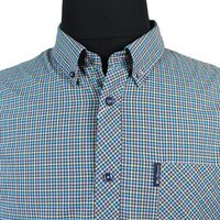 Ben Sherman Gingham Mini Check Short Sleeve Shirt Teal