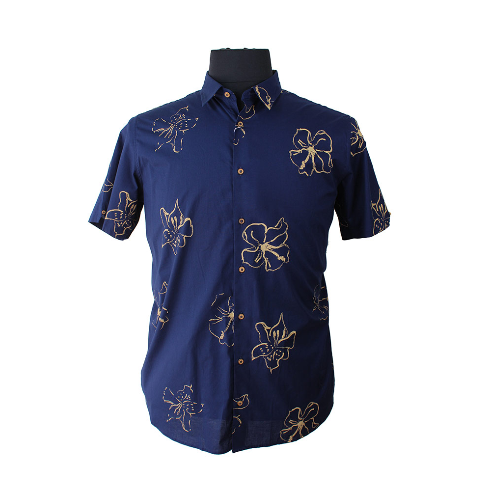 Ben Sherman York Leaf Pattern Short Sleeve Shirt Navy - This iconic ...