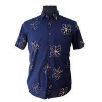 Ben Sherman York Leaf Pattern Short Sleeve Shirt Navy