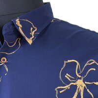 Ben Sherman York Leaf Pattern Short Sleeve Shirt Navy