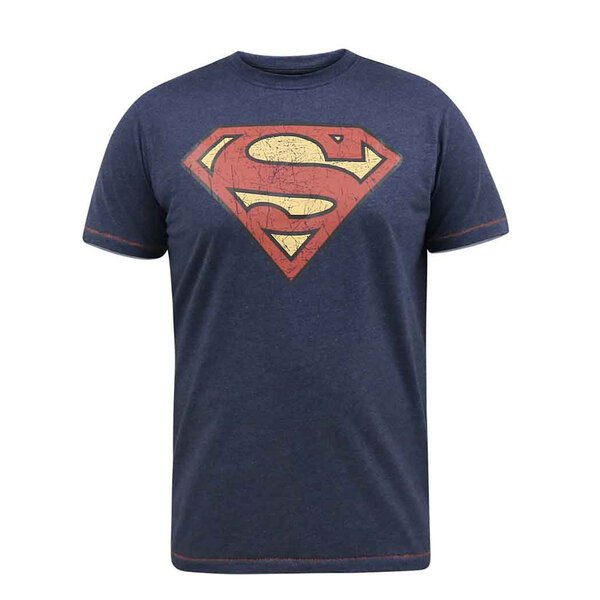 D555 Superman Logo Tee Navy Marl-shop-by-brands-Beggs Big Mens Clothing - Big Men's fashionable clothing and shoes