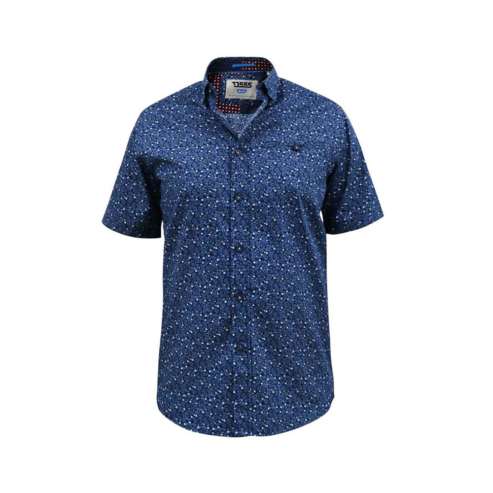 D555 Tristain Small Floral Pattern SS Shirt Navy - D555 - Affordable ...