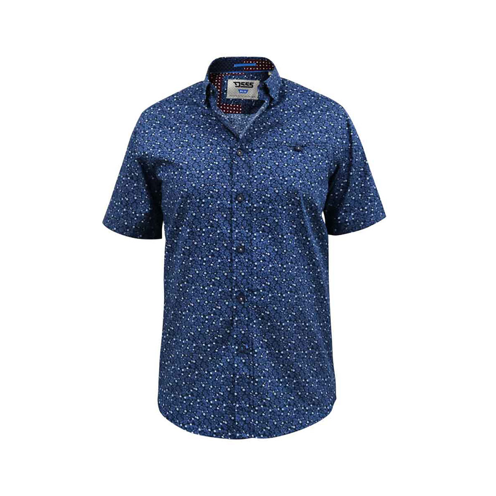 D555 Tristain Small Floral Pattern SS Shirt Navy - D555 - Affordable ...