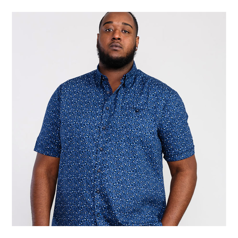 D555 Tristain Small Floral Pattern SS Shirt Navy - D555 - Affordable ...