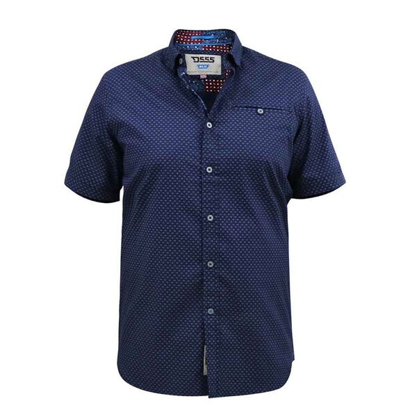 D555 Small Dot Pattern Navy SS Shirt-shop-by-brands-Beggs Big Mens Clothing - Big Men's fashionable clothing and shoes