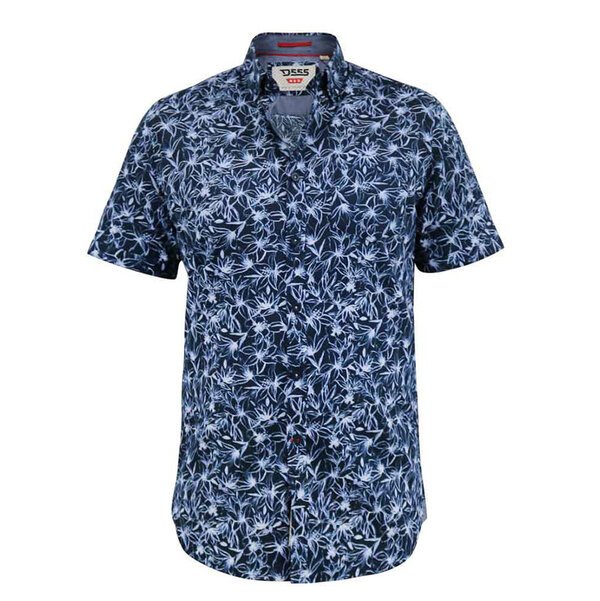 D555 Padbury Floral Blue Navy SS Shirt-shop-by-brands-Beggs Big Mens Clothing - Big Men's fashionable clothing and shoes