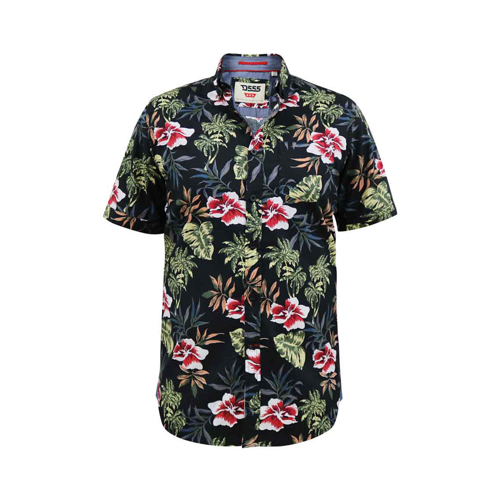 D555 wilton Hawiian Print SS Black