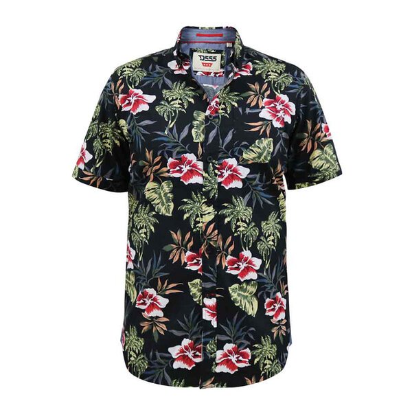 D555 wilton Hawiian Print SS Black-shop-by-brands-Beggs Big Mens Clothing - Big Men's fashionable clothing and shoes