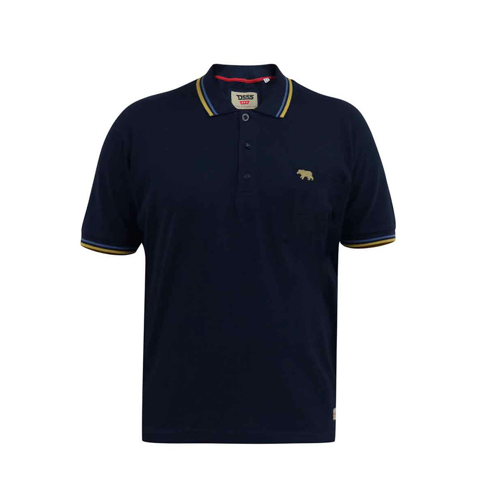 D555 Hamford Plain Navy Bold Trim Polo