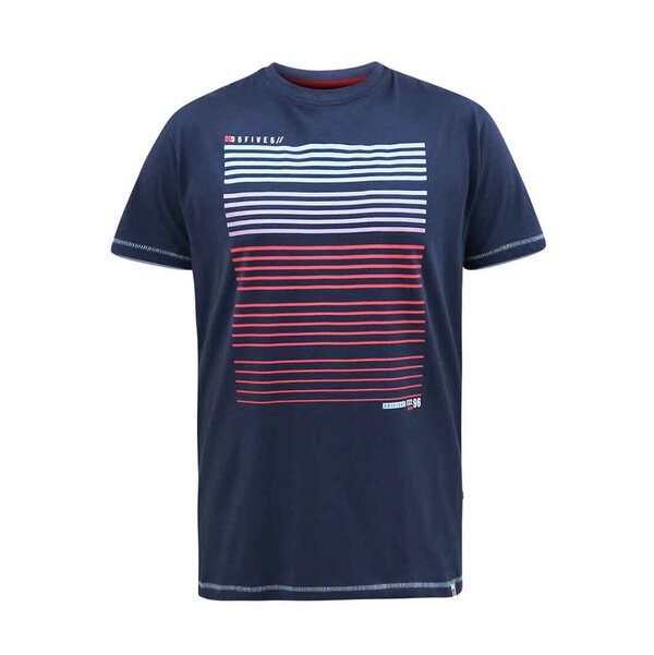 D555 Cransford Stripped Navy Tee-shop-by-brands-Beggs Big Mens Clothing - Big Men's fashionable clothing and shoes