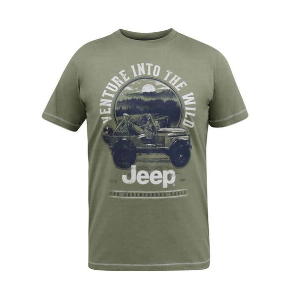 D555 Jeep Venture Into The Wild Olive Tee-shop-by-brands-Beggs Big Mens Clothing - Big Men's fashionable clothing and shoes