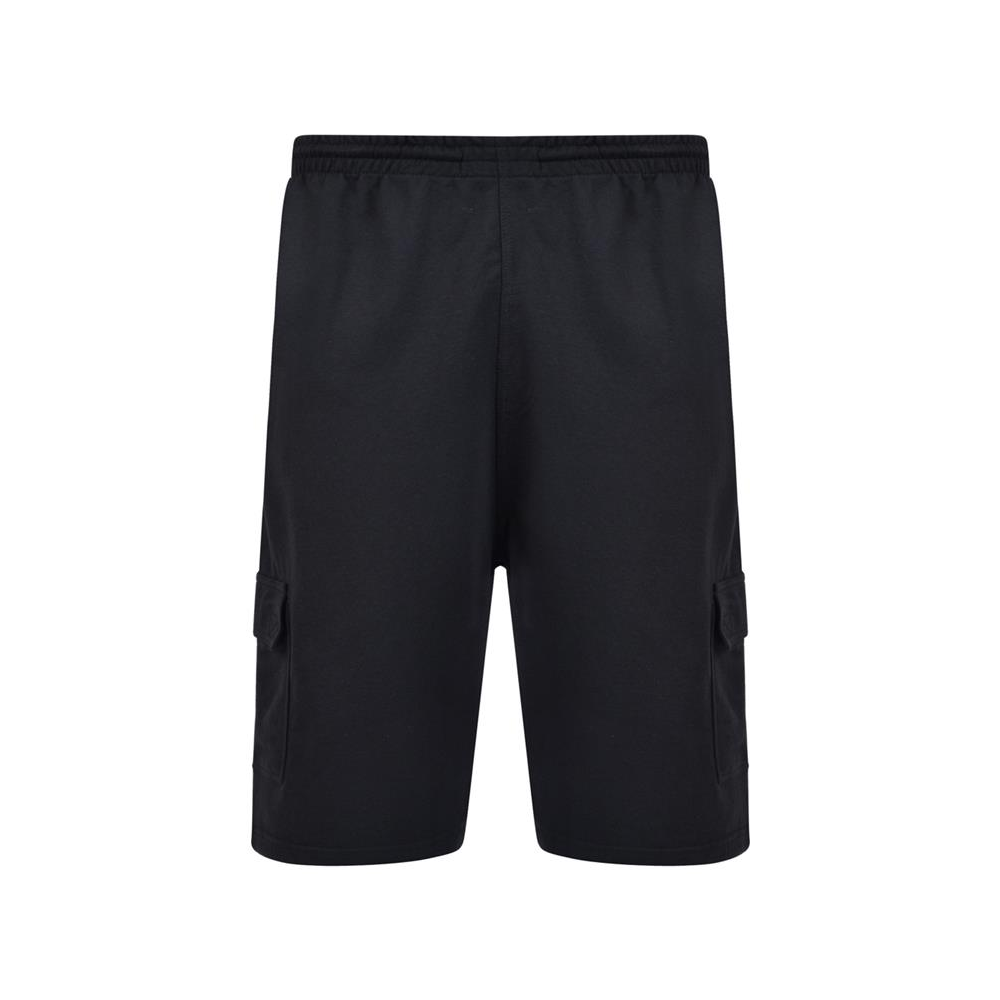 Kam Terry Cargo Elastic Waist Shorts Black