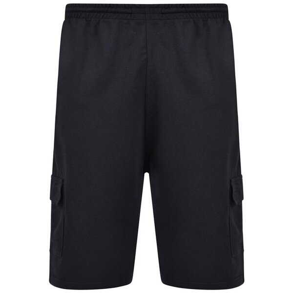 Kam Terry Cargo Elastic Waist Shorts Black-shop-by-brands-Beggs Big Mens Clothing - Big Men's fashionable clothing and shoes