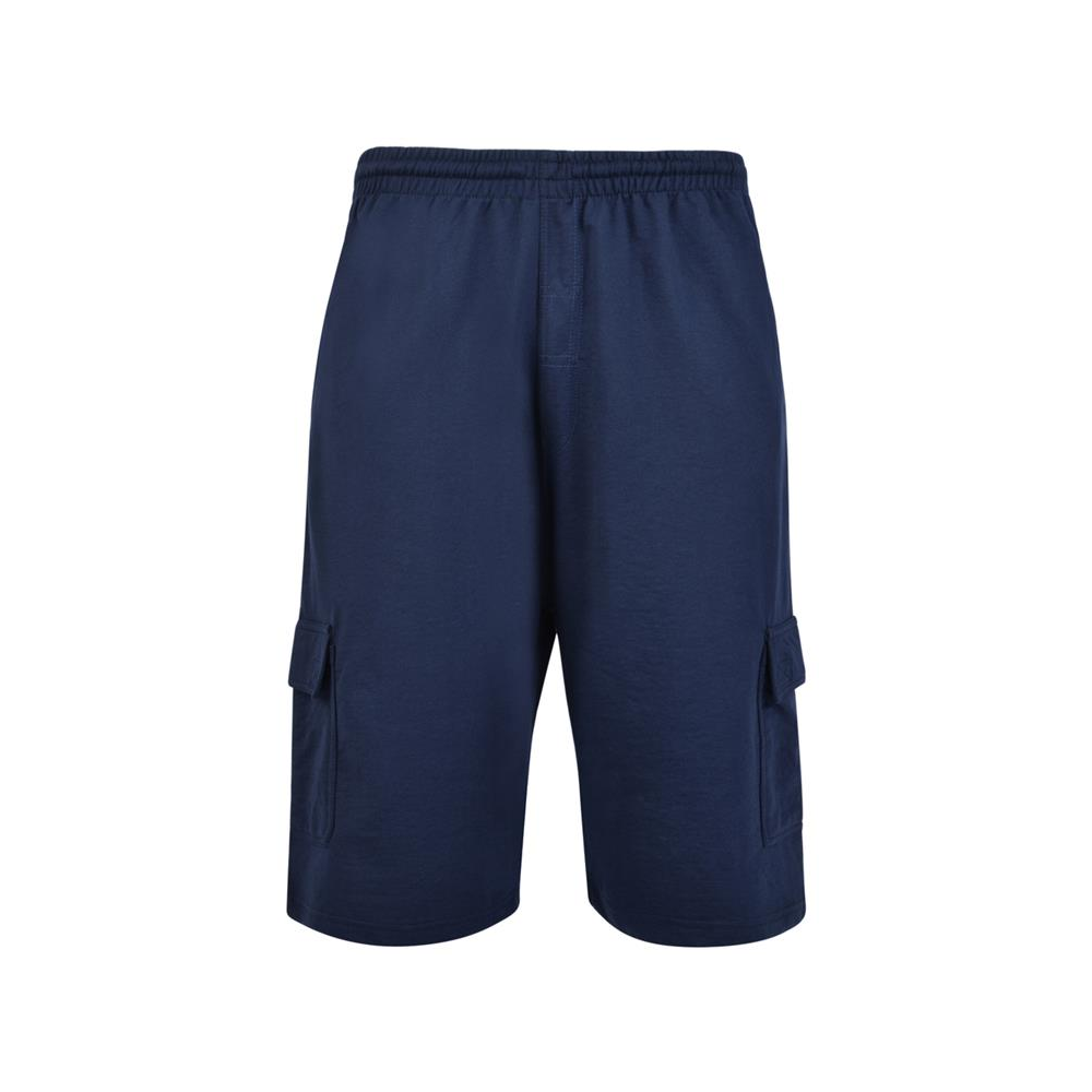 Kam Terry Cargo Elastic Waist Shorts Navy