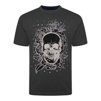 Kam Cotton Rose Skull Print Fashion Tee