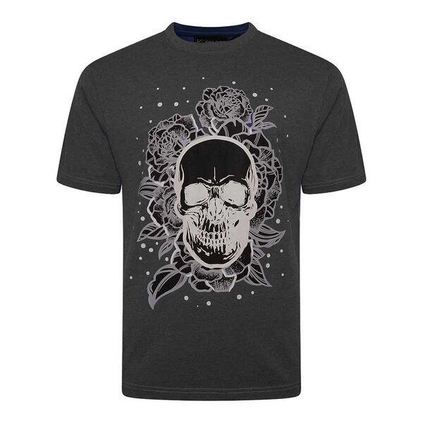 Kam Cotton Rose Skull Print Fashion Tee-shop-by-brands-Beggs Big Mens Clothing - Big Men's fashionable clothing and shoes