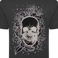 Kam Cotton Rose Skull Print Fashion Tee