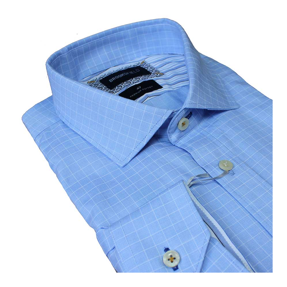 Brooksfield 2216 Fine Check Stretch cotton Business Shirt