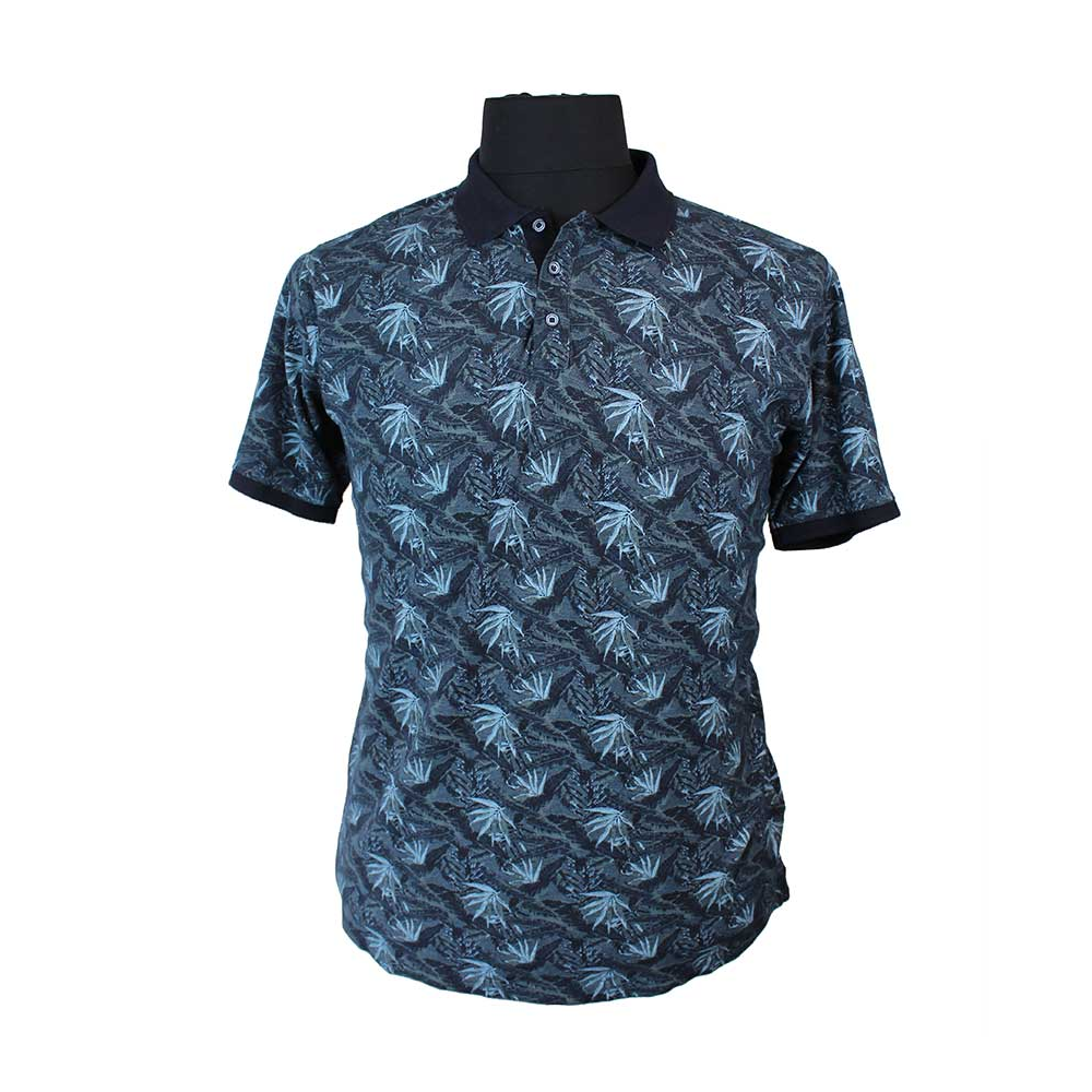 Casa Moda Cotton Leaf Pattern Fashion Polo