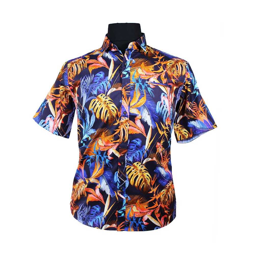 Berlin Sunset Satin Print Pure Cotton SS Shirt