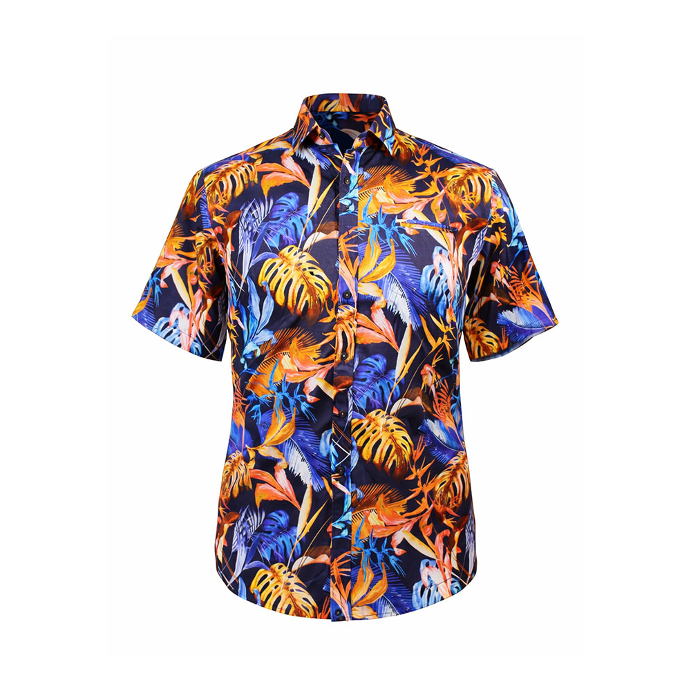 Berlin Sunset Satin Print Pure Cotton SS Shirt