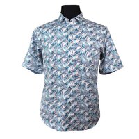 Berlin Leaf Satin finish Pure Cotton SS Shirts Blue