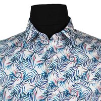 Berlin Leaf Satin finish Pure Cotton SS Shirts Blue