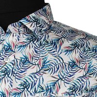 Berlin Leaf Satin finish Pure Cotton SS Shirts Blue