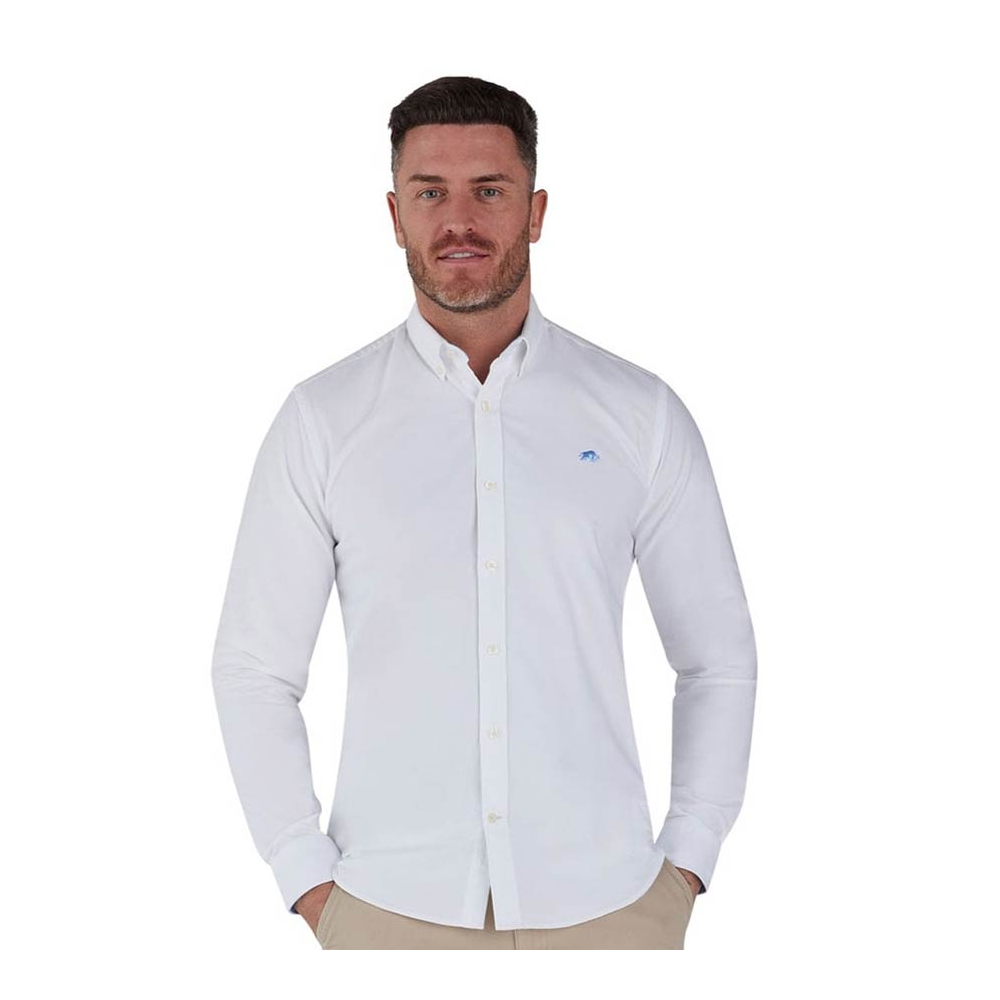 Raging Bull Oxford Weave Cotton Long Sleeve White NZ's biggest range