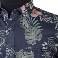 Berlin Bali Linen Print SS Navy