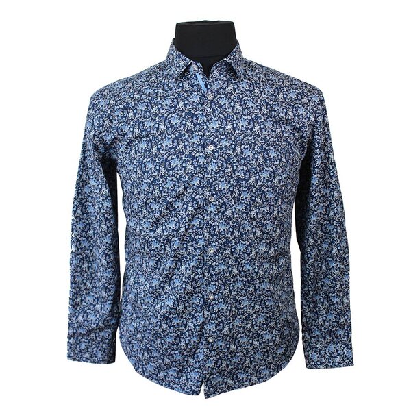 MRMR Blue Floral Print LS Navy-shop-by-brands-Beggs Big Mens Clothing - Big Men's fashionable clothing and shoes