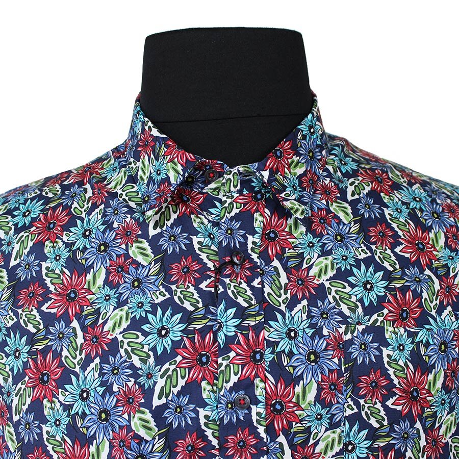 Bold Floral Print Short-Sleeve Shirt