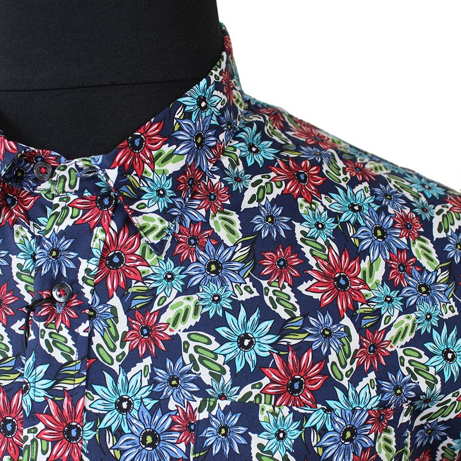 Floral Print Short Sleeve Crewneck T Shirt
