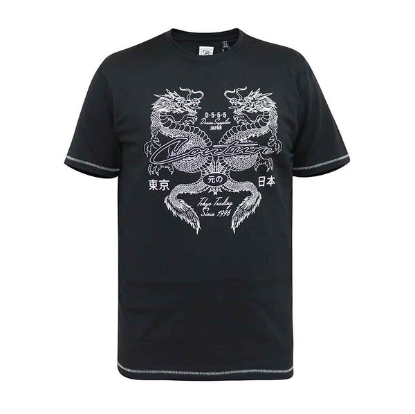 D555 Dragon Print Tee Black-shop-by-brands-Beggs Big Mens Clothing - Big Men's fashionable clothing and shoes