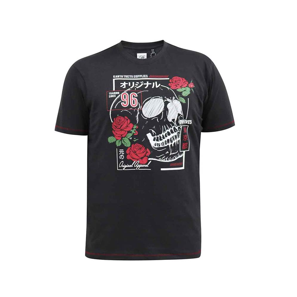 D555 Skull Rose Tee Black