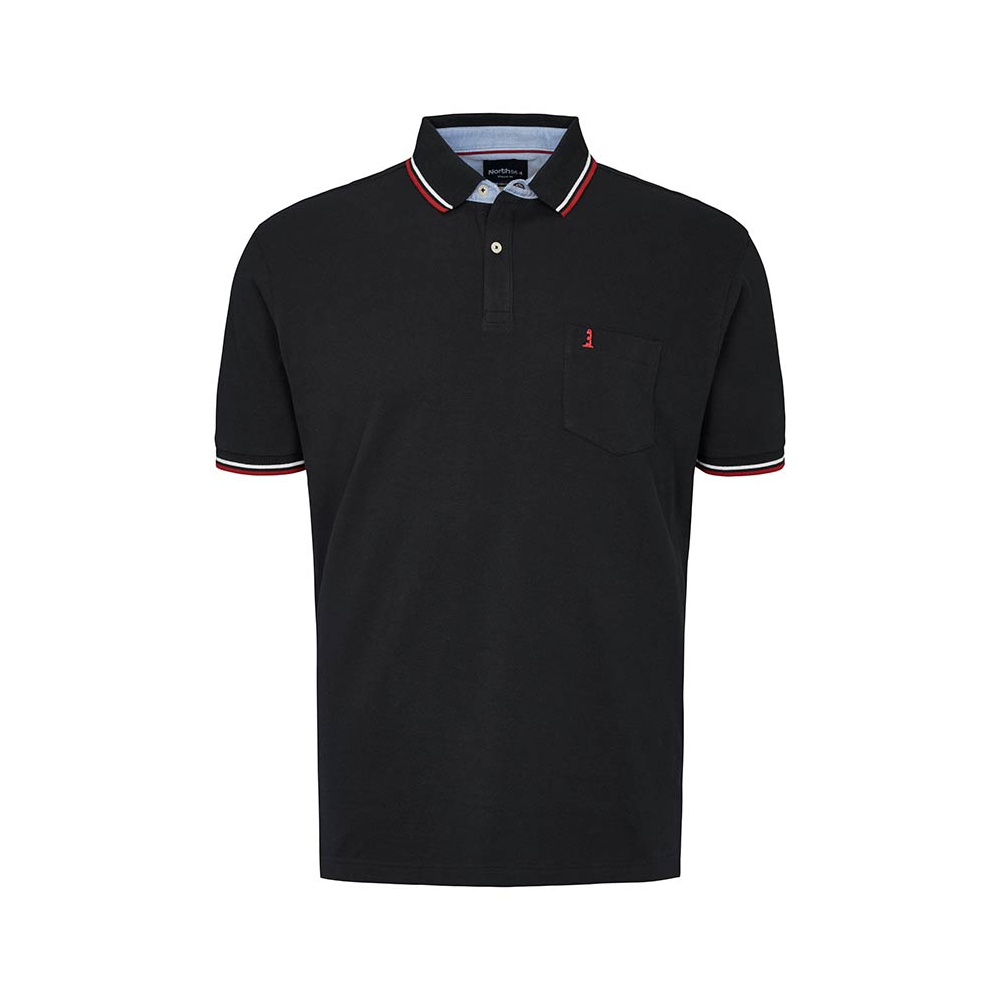 North 56 Classic Contrast Collar Polo Black - Designed for big men in ...