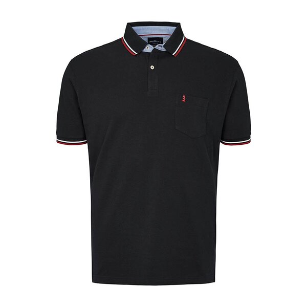 North 56 Classic Contrast Collar Polo Black-shop-by-brands-Beggs Big Mens Clothing - Big Men's fashionable clothing and shoes