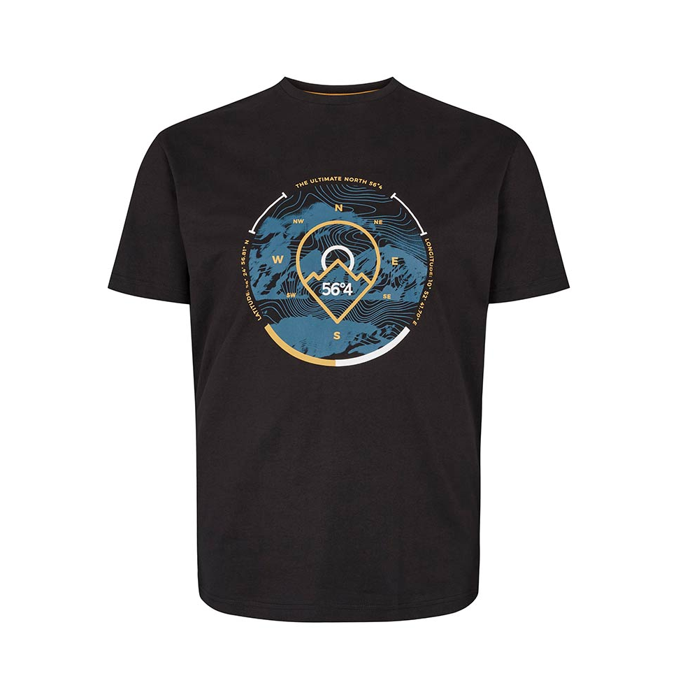 North 56 Topographic Compass Print Tee Black