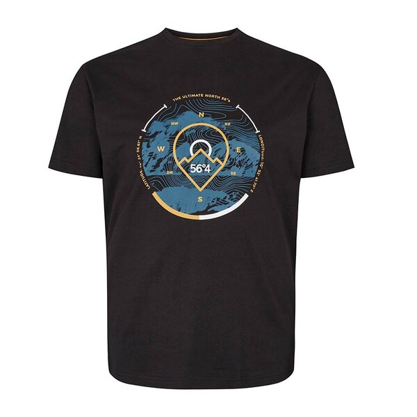 North 56 Topographic Compass Print Tee Black-shop-by-brands-Beggs Big Mens Clothing - Big Men's fashionable clothing and shoes