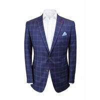 Savile Row Pure Merino Sports Coat Navy Plaid