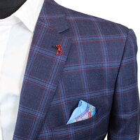 Savile Row Pure Merino Sports Coat Navy Plaid