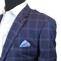 Savile Row Pure Merino Sports Coat Navy Plaid