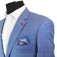 Savile Row Pure Merino Sports Coat Light Blue Plaid