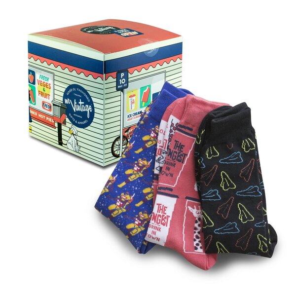 Mr Vintage Dairy 3 Pack Socks-shop-by-brands-Beggs Big Mens Clothing - Big Men's fashionable clothing and shoes