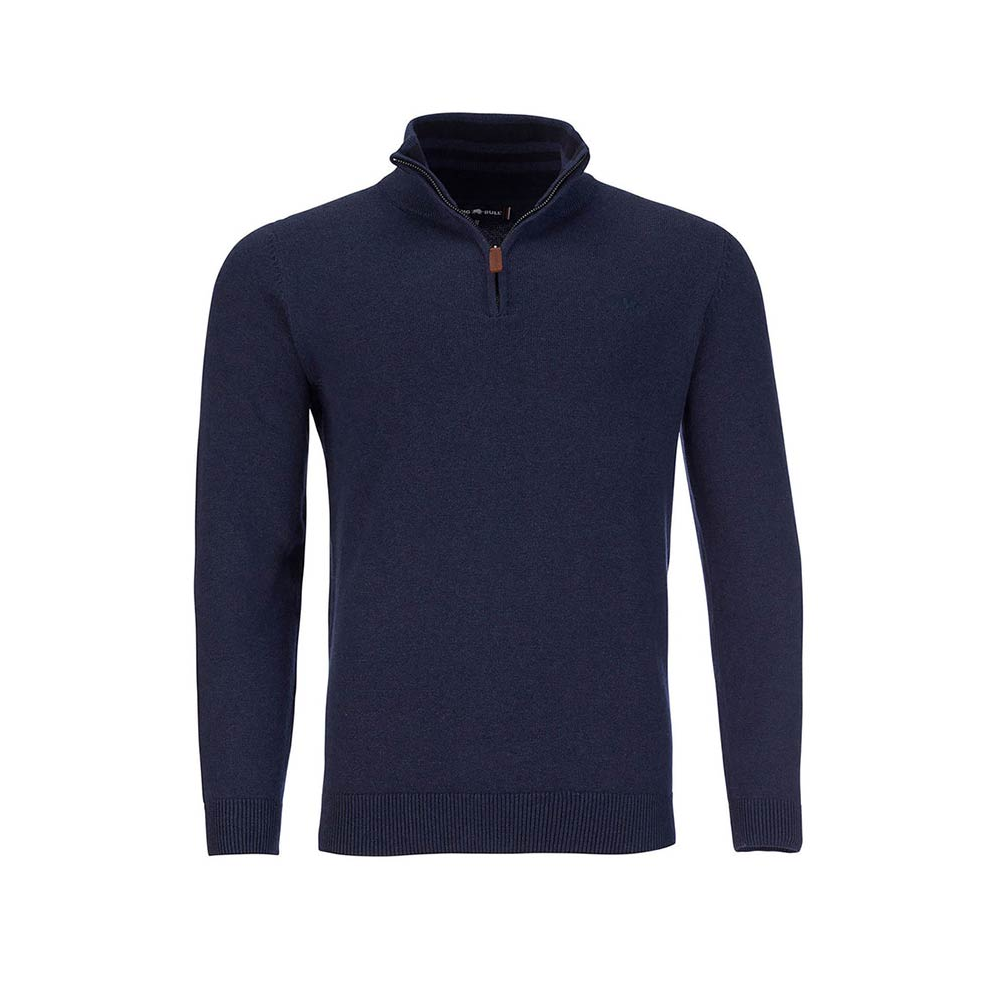 Raging Bull Quarter Zip Cotton Sweater Navy