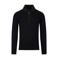 Raging Bull Quarter Zip Textured Cotton Sweater Black