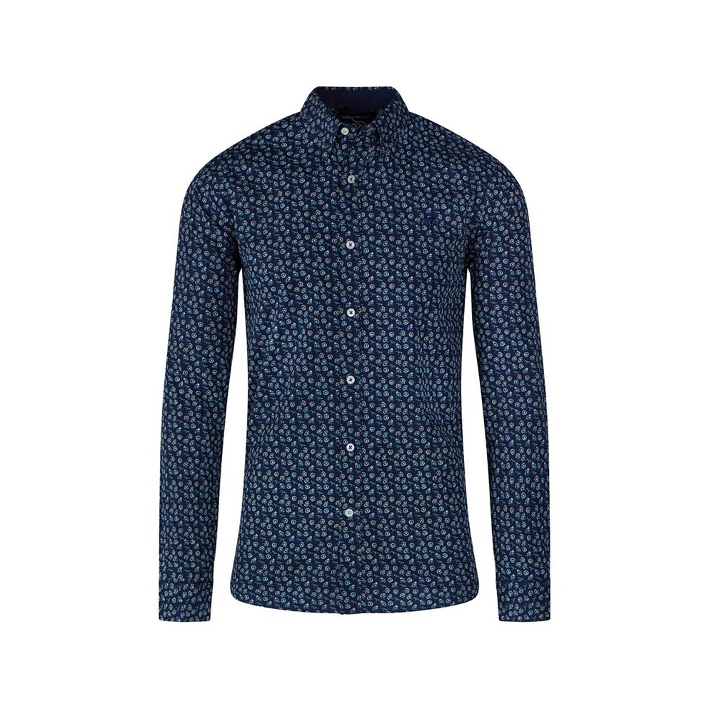 Raging Bull Poplin Daisy Print Shirt Navy