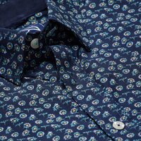 Raging Bull Poplin Daisy Print Shirt Navy